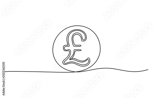 Fotografie Continuous line drawing of a british pound sterling coin