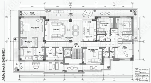 Fotografía Architectural floor plan of the apex penthouse in london featuring extensive ter