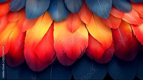 Vibrant Feather Textures in Fiery Color Gradient
