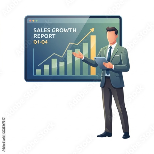 Businessman Presenting Sales Growth Report Analytics
