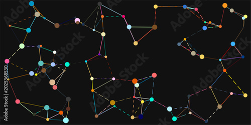 Abstract Network Nodes and Connection Lines on Dark Background