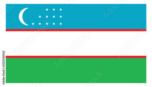 Cuadro en lienzo Uzbekistan national flag vector illustration, official blue white and green stri