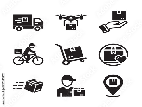 Delivery icons flat vector illustration