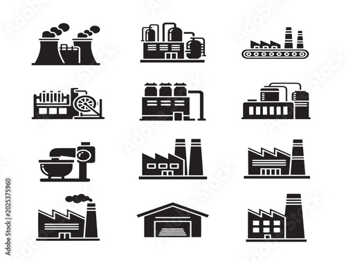Industrial factory icons vector illustration
