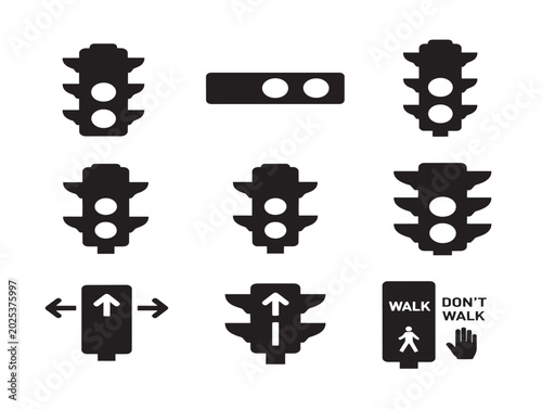 Traffic light vector icons, flat design