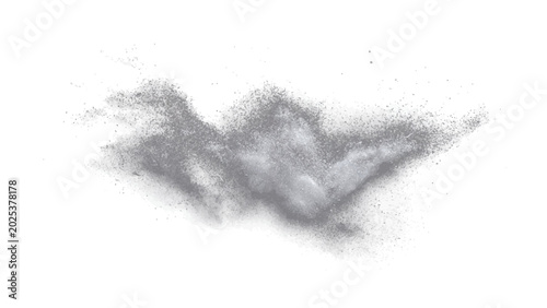 Canvastavla Wispy grey dust particles disperse mid-air, creating an ephemeral, abstract cloud formation against a clean white background