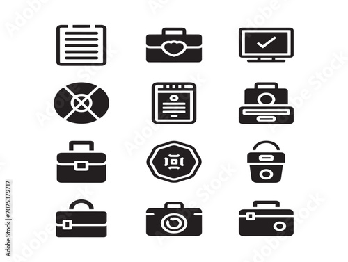 Collection of business and technology vector icons illustration flat design