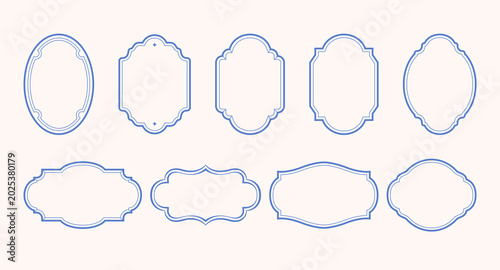 Foto Vintage Ornamental Frame Collection Vector, Decorative Label Borders, Baroque Ca