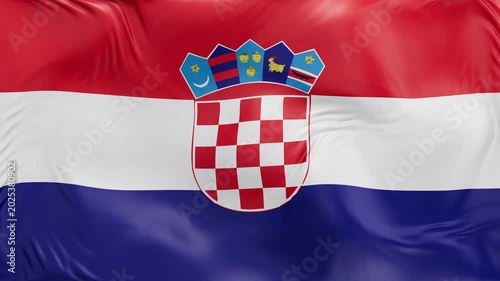 Croatia flag waving Seamless silk flag 3d animation slow motion Looping