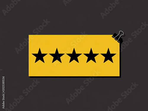 Five star rating icon for feedback and review, yellow and black