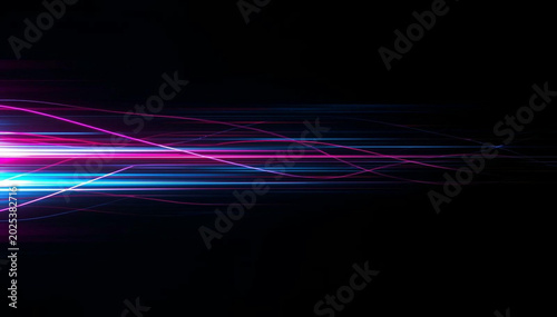 futuristic speed motion blur with neon glow lines on dark abstract background