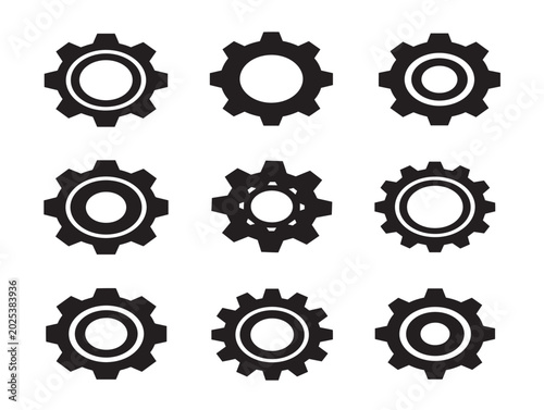 Gear icons set vector illustration flat design isolated elements