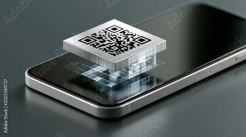 Digital Product Passport: Extreme close-up of a product tag being scanned by a smartphone, a holographic overlay showing the entire carbon footprint supply chain from raw material to shelf