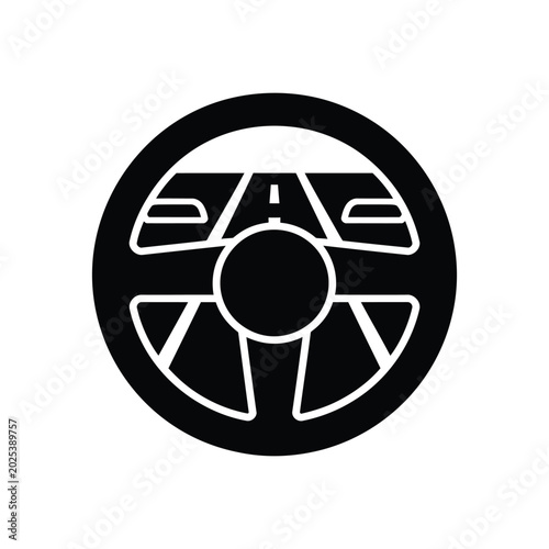 Black and white of a stylized eye with geometric shapes triangle circle