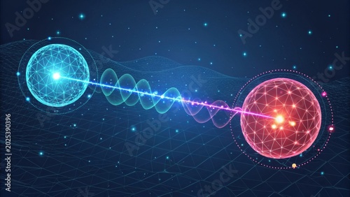 Quantum entanglement of two glowing spheres