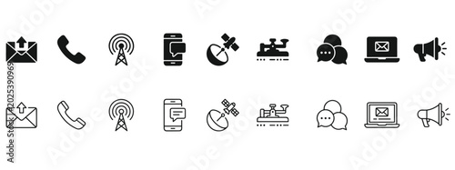 Canvastavla Communication Icon Set – Editable Line Icons, Chat, Email, Phone, Messaging, Soc