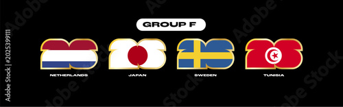 Slika na platnu International soccer competition graphic featuring group F flags netherlands, ja