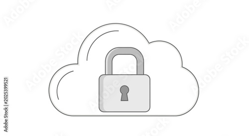 Cloud security padlock icon digital data protection concept.