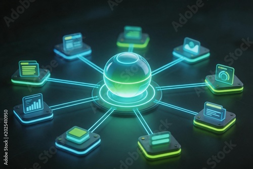 Automation software interface showing AI agent nodes triggers and process connections