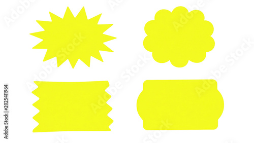 Neon yellow sticky sale tags isolated