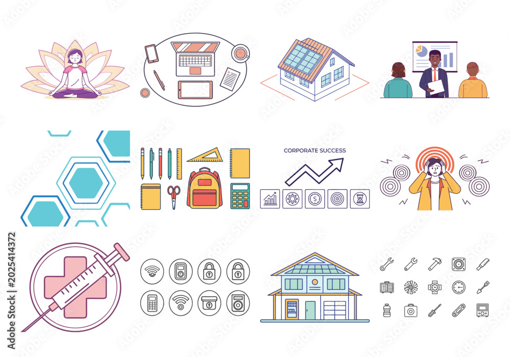 Naklejka premium Flat of business success concepts with charts, buildings, and people flat business success