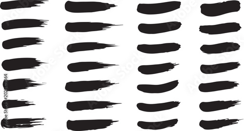 Tableau sur toile Black grunge brush strokes set