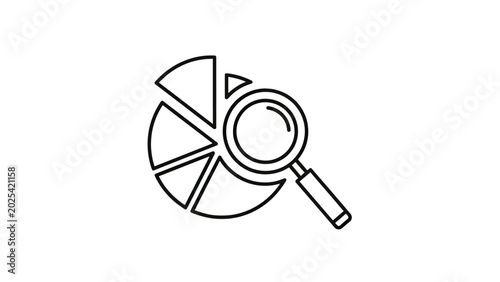 Quadro su tela Stylized pie chart intersected by a magnifying glass icon