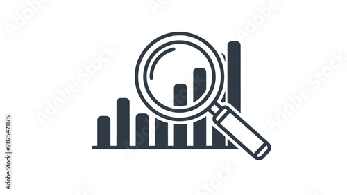 Tableau sur toile Magnifying glass examining upward trending bar chart