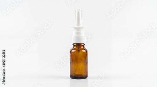 Brown glass nasal spray bottle for medicine