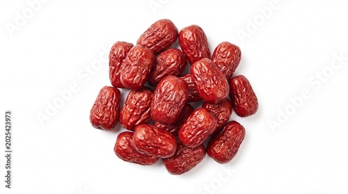 A pile of fresh red dried jujube fruits