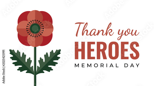 фотографія A Memorial Day vector graphic illustration honoring heroes with a poppy flower