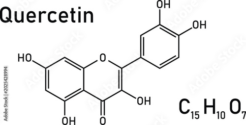 Cuadro en lienzo Quercetin Molecular Structure Diagram Flavonoid Antioxidant Chemistry Biochemist