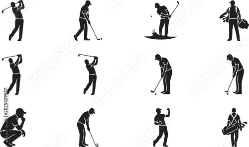 Canvastavla Golf Silhouette Icon Sheet Vector Collection.