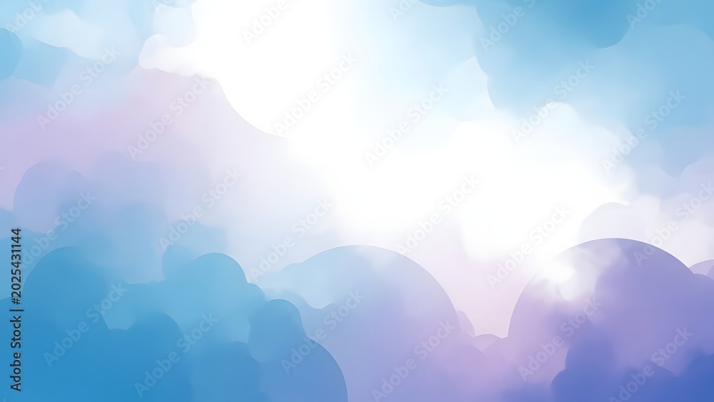 Fototapeta premium A serene abstract background depicting soft watercolor clouds in varying shades of blue and purple