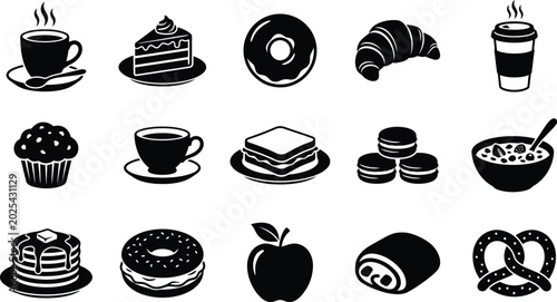 Schilderij op canvas Black and white food including baked goods and beverages food black and white ba