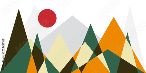 Mountains Abstract flat color illustration. Abstract simple landscape. Colorful multiply hills Design