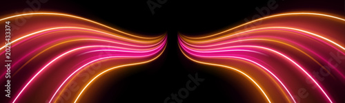 Photos Urban expressway filled with pink red and yellow neon light trails twisting in m