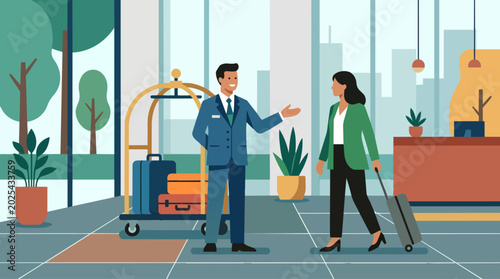 Hotel Concierge Luggage Arrival Scene