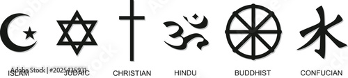 Photos World Religion Symbols Vector Illustration with Islam Christianity Judaism Hindu
