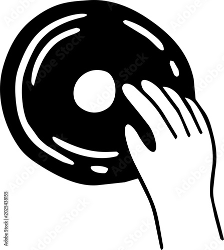 DJ Hand Scratching Vinyl Record Music Icon Illustration