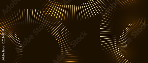 Abstract elegant golden circles lines on dark brown with dot lighting effect