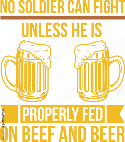 Tableau sur toile Vintage military slogan poster with beer mugs and text about proper feeding