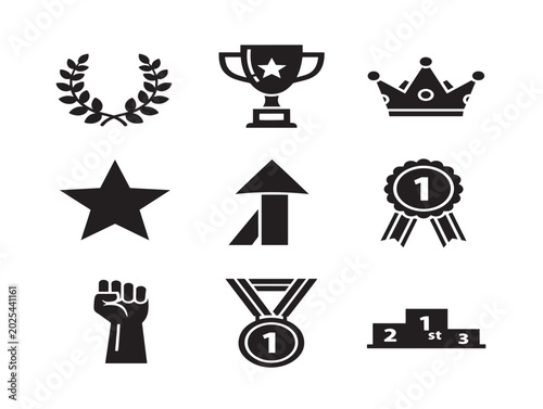 Achievement symbols collection vector illustration flat design style