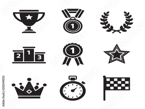 Vector illustration of competition awards and symbols flat design