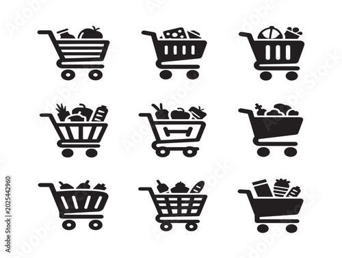 Shopping cart icons vector illustration flat style