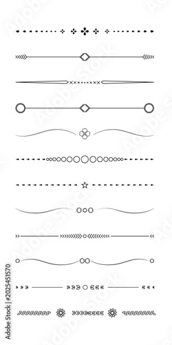 Set of 12 dividing lines: design elements vintage  for text, website, black, PNG available, vector.