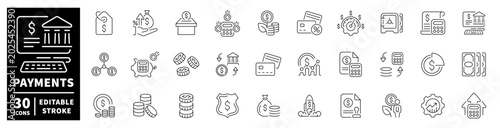 Konstfotografi Collection of financial and payment icons representing money, banking, and trans
