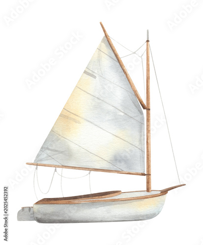 Bild auf Leinwand Watercolor illustration of sailing boat