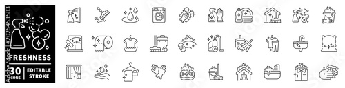 Fotografija Collection of cleaning and freshness icons for household chores and hygiene