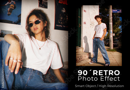 90s Retro Photo Effect PSD Template